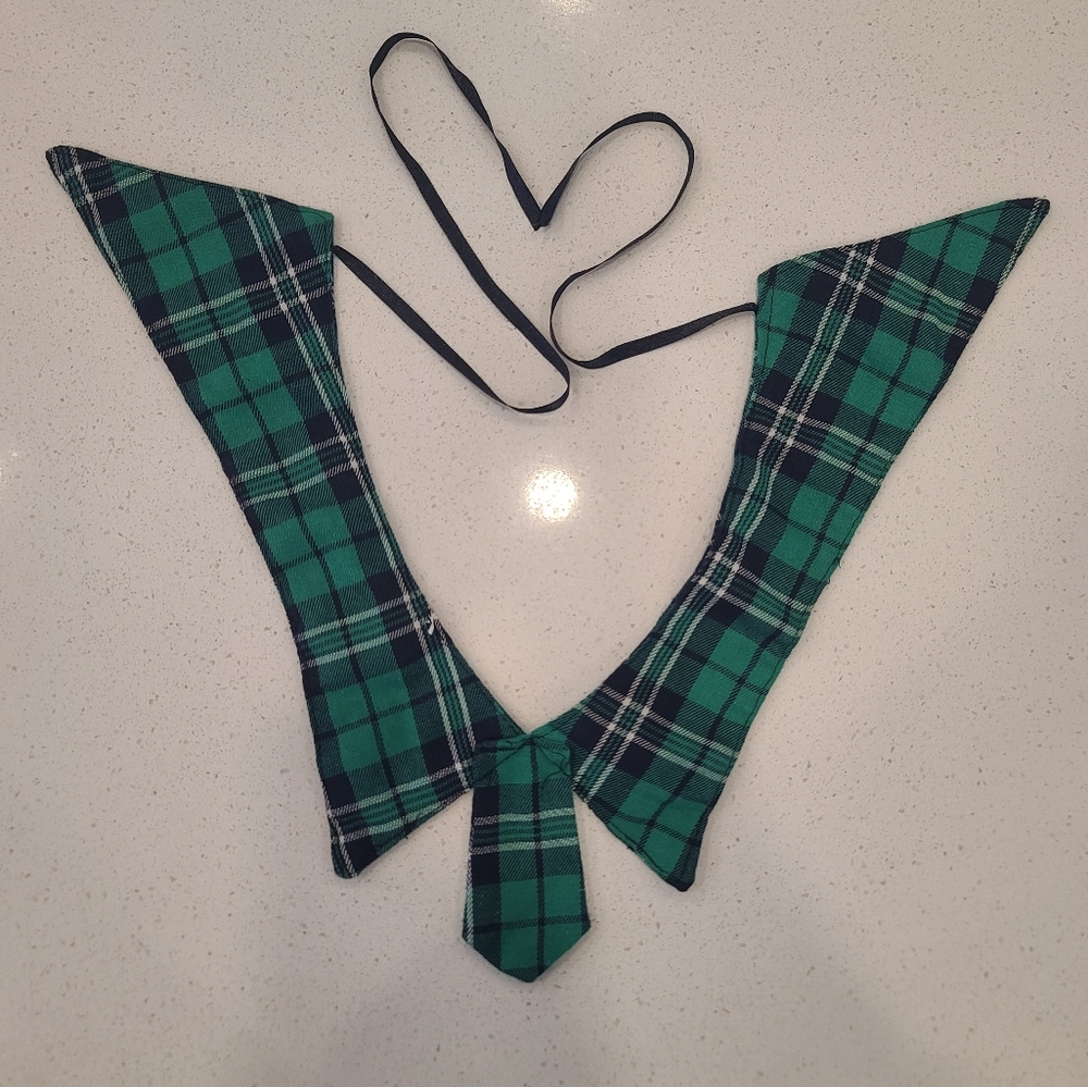 Green Plaid Detachable Collar Tie Choker • Alt Grunge Statement Accessory